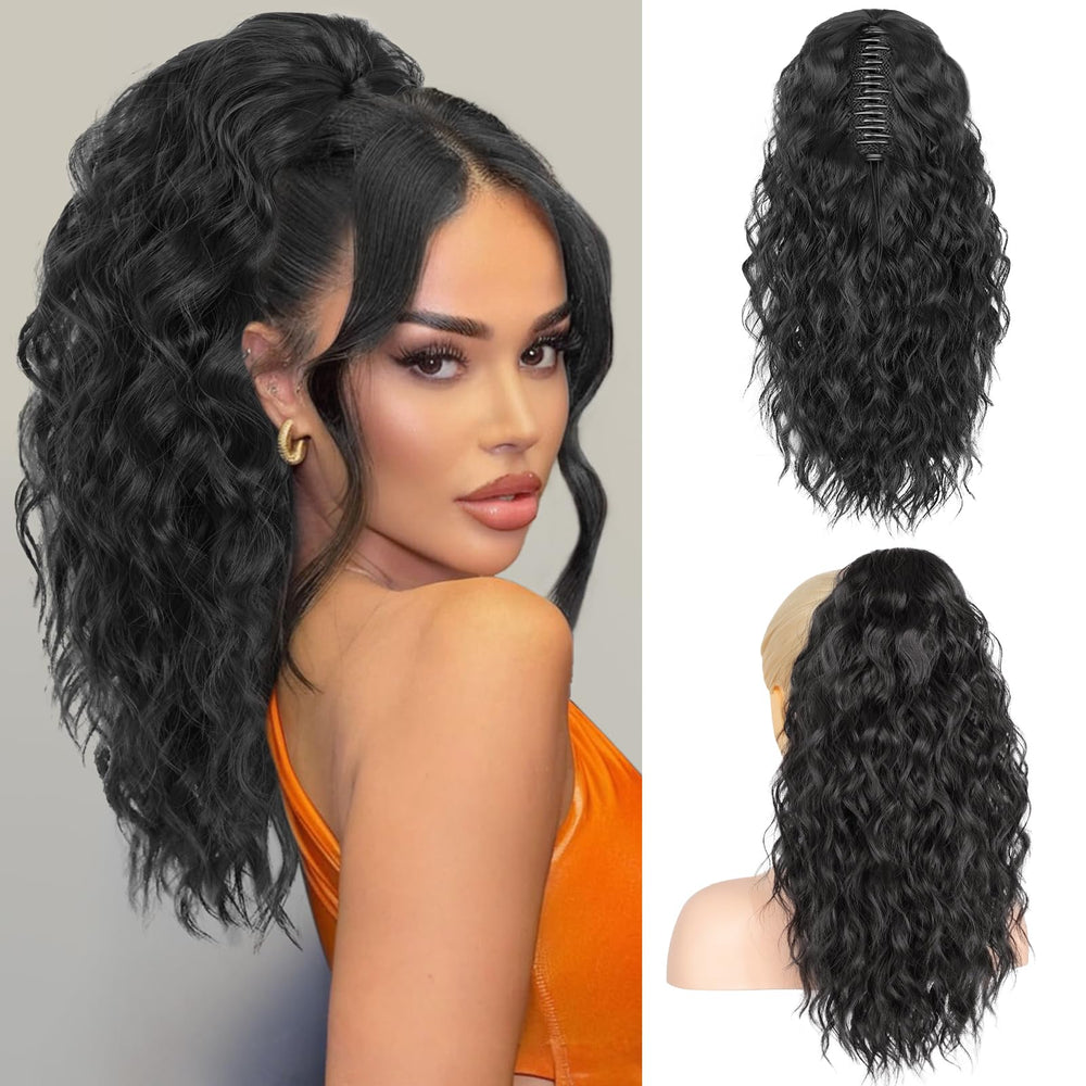 RONTAYA ponytail extension 18-inch black claw clip adds instant volume.