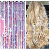 Rootoo Dreamy Colorful hair tinsel clip-in with pink and silver strands for party sparkle.