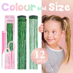Rootoo glitter hair tinsel strands offer vibrant color options for festive looks.
