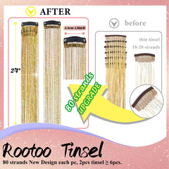 Rootoo gold fairy tinsel clip in for instant shimmer at events