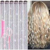 Rootoo hair tinsel clip-in silver 24-inch highlights for festival sparkle