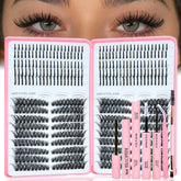 Rootoo Lash Clusters Kit 60D-60D left-right closeup for dramatic fluffy volume