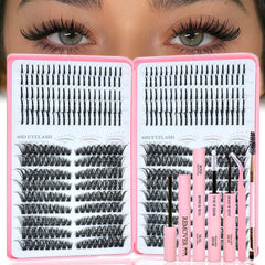 Rootoo Lash Clusters Kit 60D-60D left-right closeup for dramatic fluffy volume