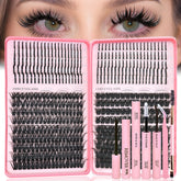Rootoo Lash Clusters Kit with spikes 12-22mm for customizable density and fluffy results.