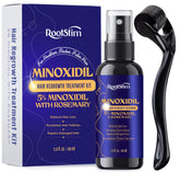 RootStim 5% minoxidil spray bottle shown for scalp coverage and easy application