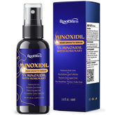 RootStim five-percent minoxidil bottle for targeted scalp treatment.
