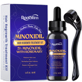 RootStim 5% Minoxidil bottle with rosemary demonstrates targeted growth support for thinning hair.