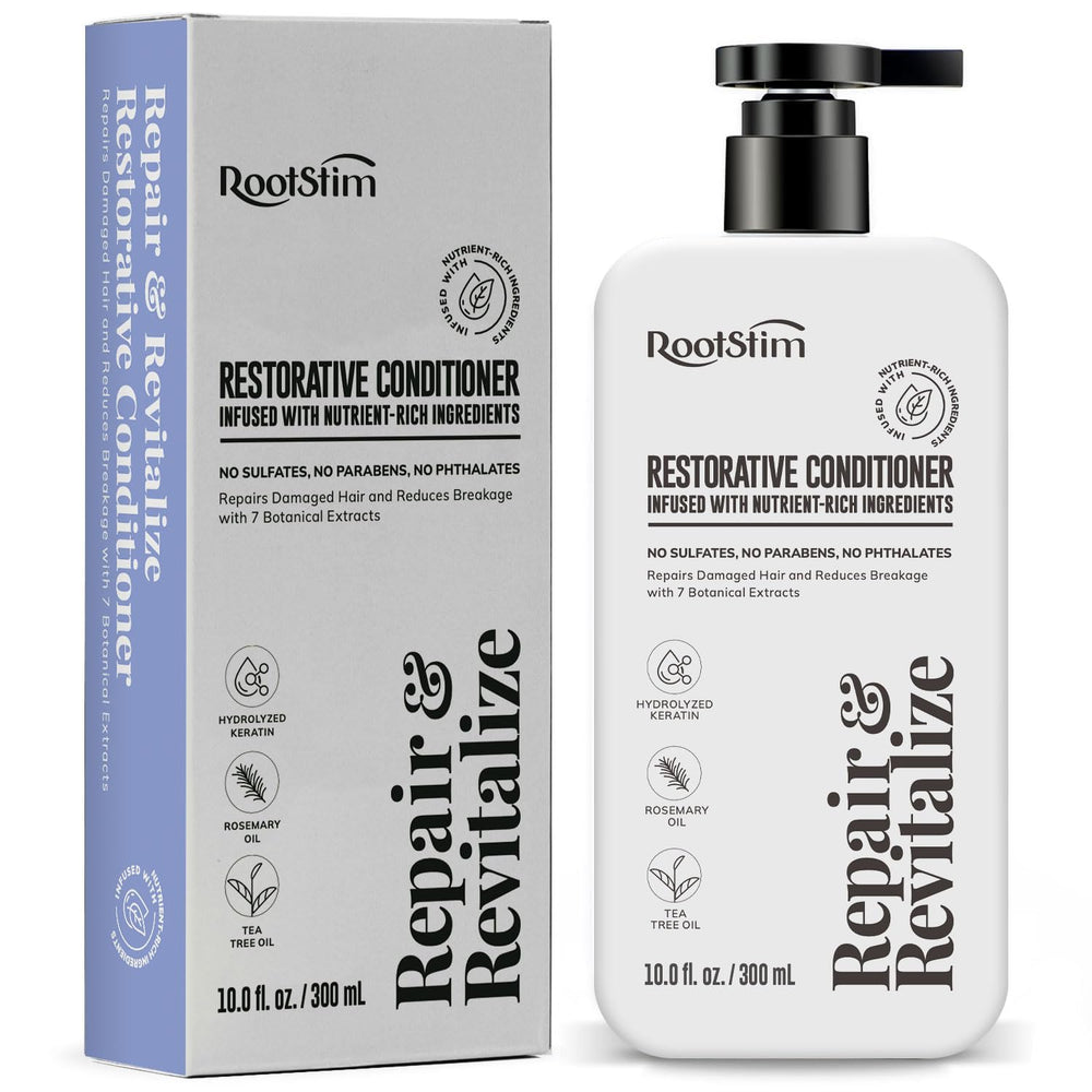 RootStim Rosemary Conditioner bottle showing skincare for scalp care and lightweight hydration