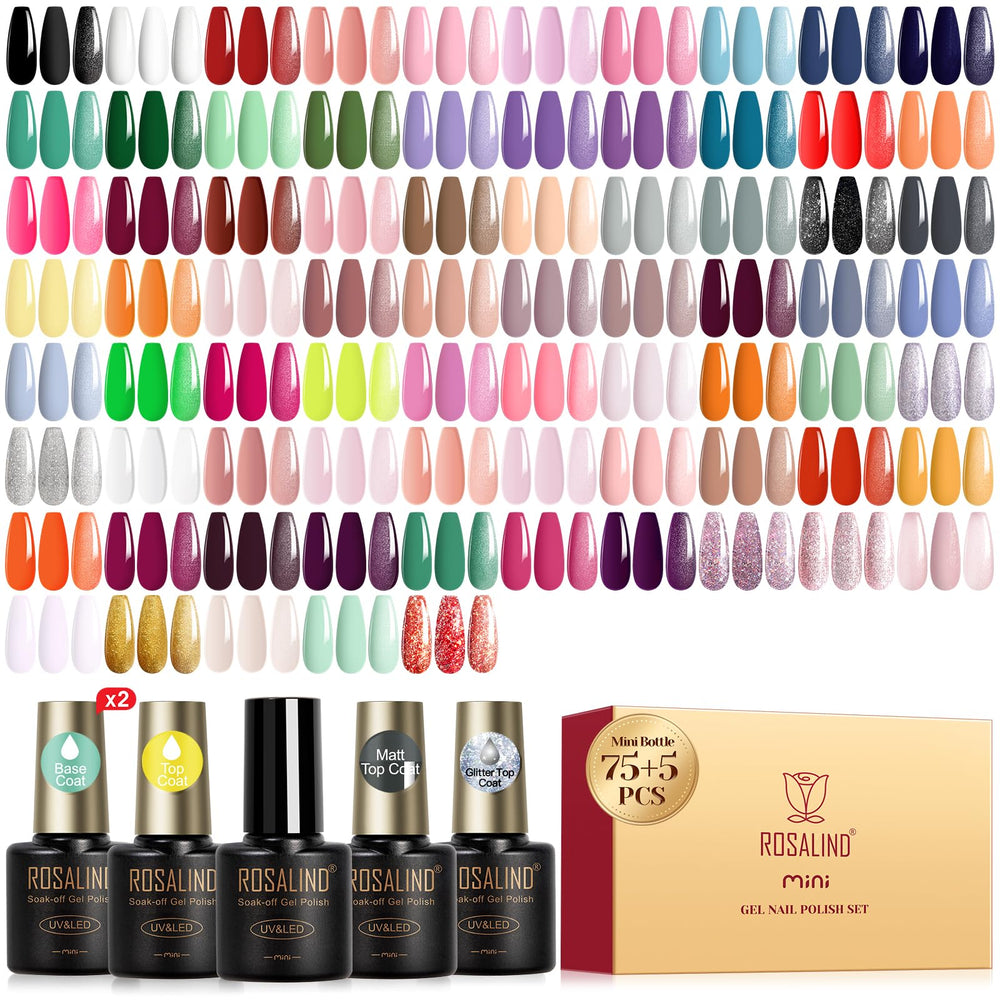 ROSALIND 75 colors gel polish palette showcasing vibrant shades for everyday nails.
