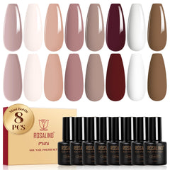 ROSALIND Nude Brown gel polish set front view with compact 5 ml bottles for on-the-go use.