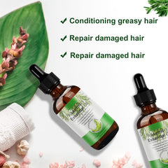 Scalp-friendly rosemary oil bottle applying to nourish follicles and promote shine.