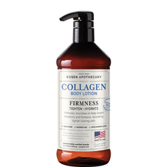 Rosen Apothecary Firmness Collagen Body Lotion bottle highlighting creamy texture for firmer-looking skin