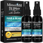 Rosever Minoxidil 5-percent spray bottle targets thinning areas for potential regrowth.