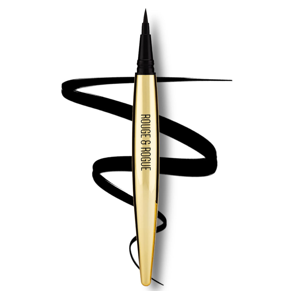 Rouge and Rogue Waterproof Liquid Eyeliner ultra black close-up for precise line control