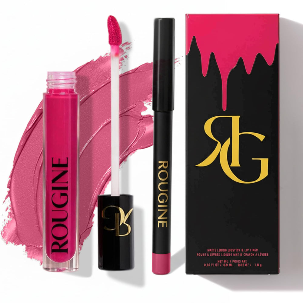 ROUGINE French Kiss liquid lipstick with precise applicator for smooth application.