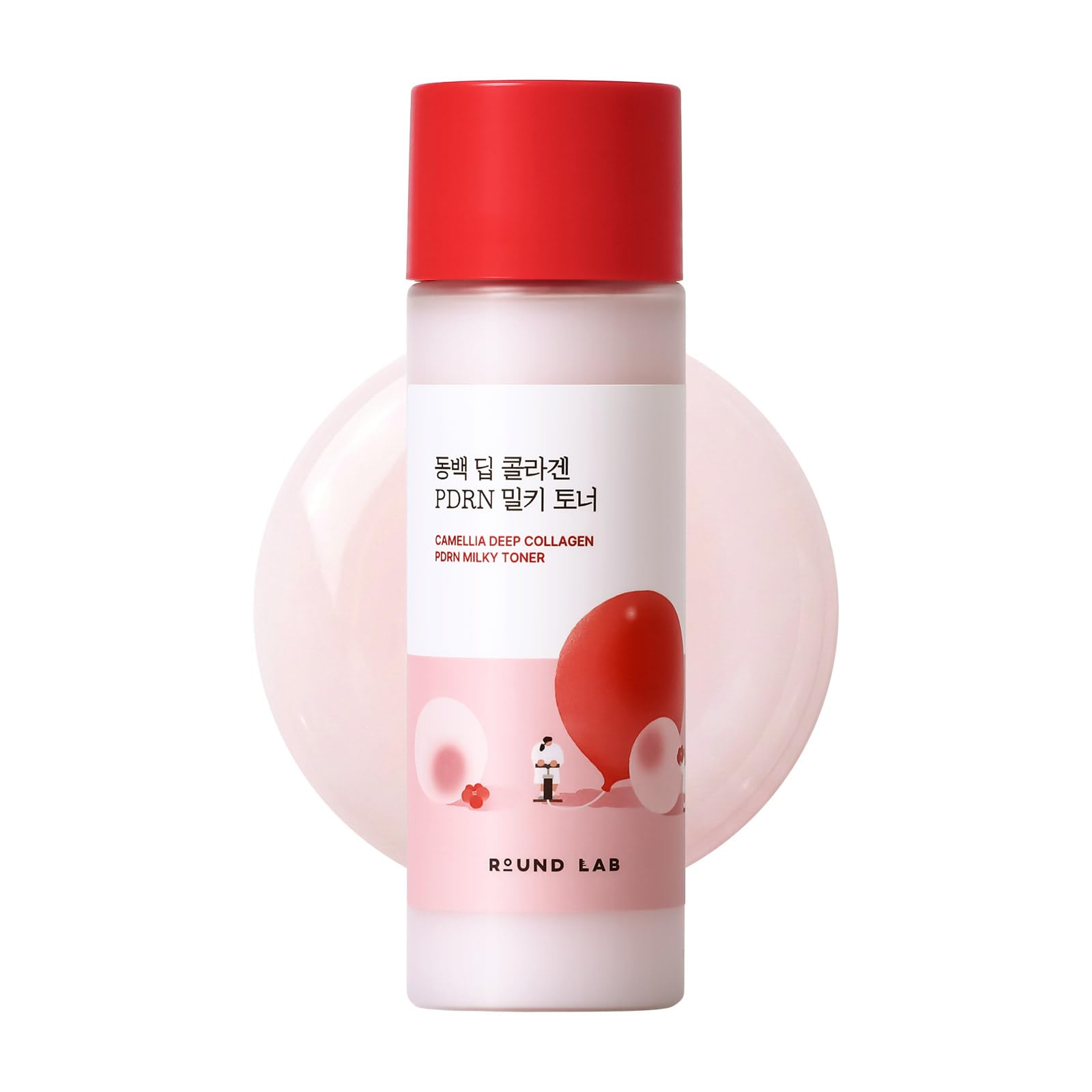 ROUND LAB Camellia Collagen PDRN Milky Toner bottle ready for glass skin prep.