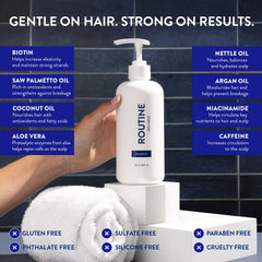 Routine Wellness anti-thinning shampoo foamy lather close-up