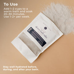 Rowe Casa Organics Detox Bath Salts ingredients display with magnesium-rich Epsom salt
