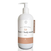 Rowe Casa Organics fruity kids shampoo bottle on shelf for easy bath-time use.