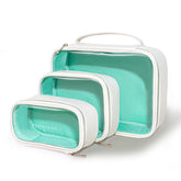 ROWNYEON jumbo home vanity bag with faux leather exterior and clear panel for easy organization