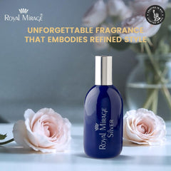Royal Mirage Silver EDC notes visual emphasizes citrus and floral heart for versatile occasions.