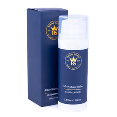 Royal Shave Aftershave Lotion bottle with sandalwood scent delivers refreshing hydration.