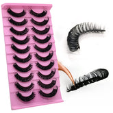 Royaomis 10-pairs 3D Russian D-Curl lash strips for dramatic lift and natural blend.