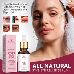Roycederm Stye Eye Serum being applied to the eyelid for gentle relief.