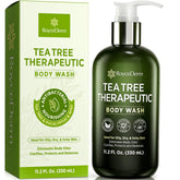 Roycederm Tea Tree Therapeutic Body Wash bottle pour for antibacterial cleansing