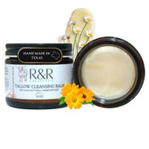 R&R Collective Tallow Cleansing Balm bottle for gentle makeup removal