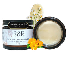 R&R Collective Tallow Cleansing Balm bottle for gentle makeup removal