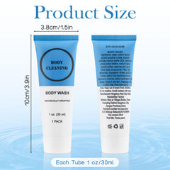 RSQAZQ 1oz mini shower gel, ideal for hotel amenities and quick refresh.