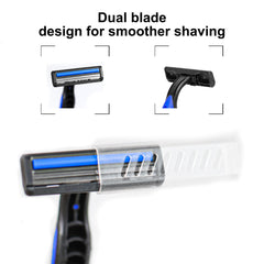 RSQAZQ travel-size razor with 1 oz shaving cream for on-the-go grooming.