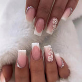 RTKHFZE 24pcs medium square nails French tip for an at-home manicure