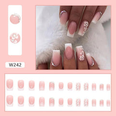 RTKHFZE glossy press-on nails with glue stickers for salon-like shine