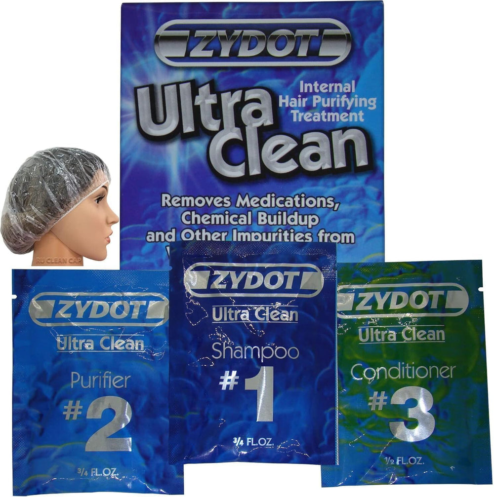 RU CLEAN Zydot Ultra Cleanse Shampoo bottle shows detox cleansing for hair follicles.