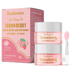 Ruahouine strawberry lip scrub jar for gentle exfoliation and smoother lips.