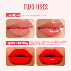 Ruby Kisses Broadway Vita-Lip gloss peach packaging with easy twist cap