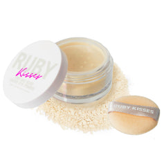 Ruby Kisses Instant Bake under-eye powder with hyaluronic acid smooths and hydrates.