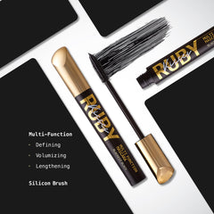 Lashes with generous length and volume using Ruby Kisses Mascara for a fan-eyed look.