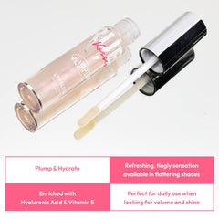 Ruby Kisses Dreamsicle lips with a glossy, glassy finish and hydrated feel.