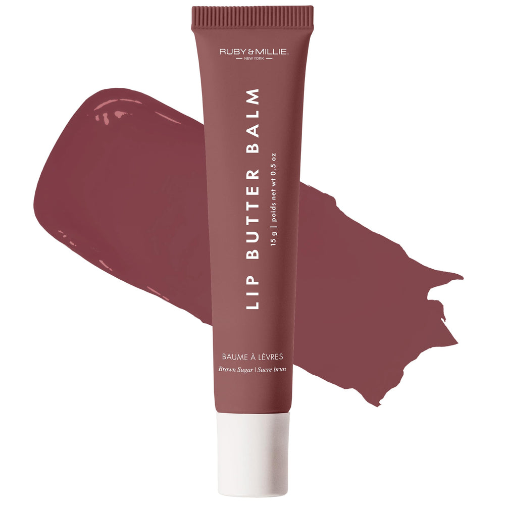 Ruby & Millie Brown Sugar tinted lip balm tube for quick, mess-free application.