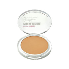 Ruby Kisses Mineral Pressed Powder Foundation application swatch demonstrating buildable medium coverage