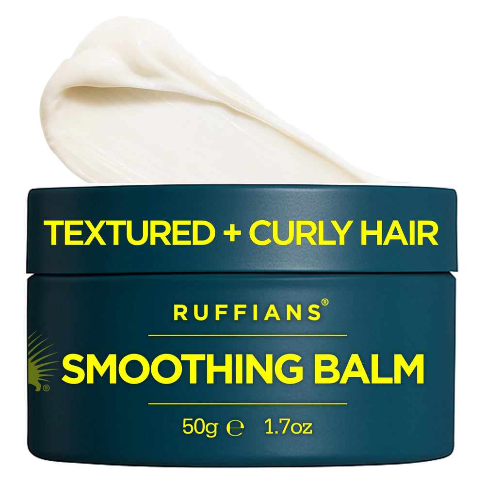 Ruffians Smoothing Balm bottle pour for textured hair