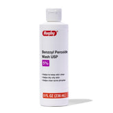 Rugby Benzoyl Peroxide Wash 5% bottle for clear skin and simple cleansing.