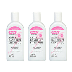 Rugby Selenium Sulfide shampoo bottle with blue formula helps control flakes.