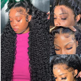Rumdiku deep wave lace front wig 30 inch for daily wear with natural shine and full waves.