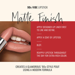 Runway Rogue 90s Vibe lipstick matte finish for versatile day-to-night looks.