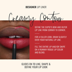 Crimson shade swatch on skin highlights long-lasting color and smooth application.