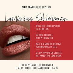 Runway Rogue Silk Glam Film Noir full lip application displays even, full-coverage finish